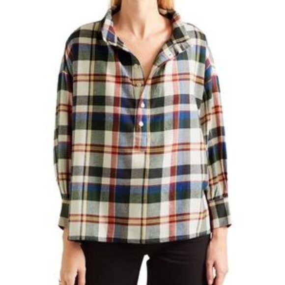 THE GREAT. The Painter's Smock School House Plaid Loose-Fit Multi-Color‎ Shirt - Picture 3 of 9